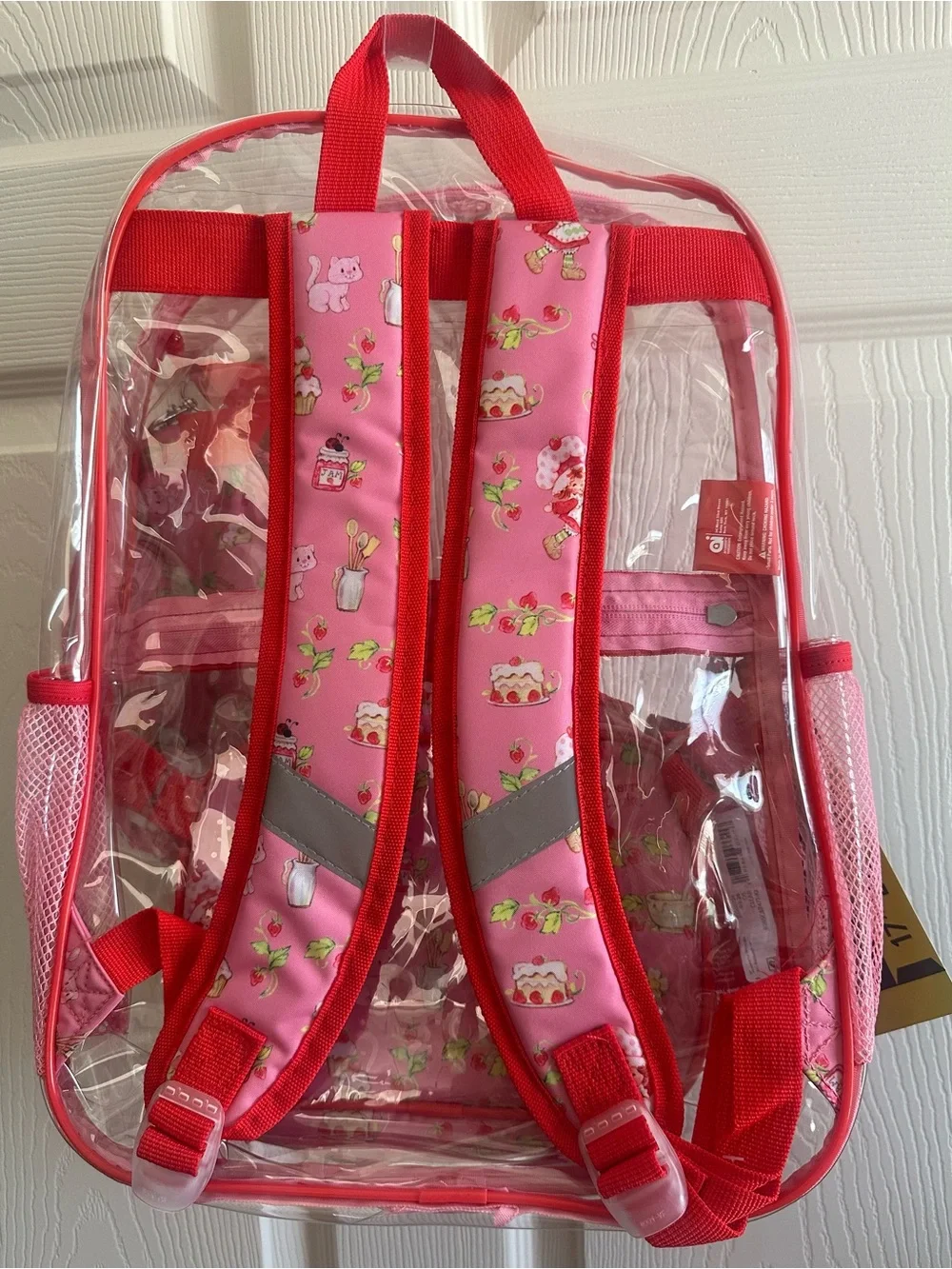 Strawberry Shortcake Pink 3 Piece Clear Backpack lunch bag pencil bag Set New
